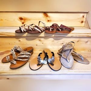 Woman's Sandal LOT- 5 pairs size 8.5 leather & pleather